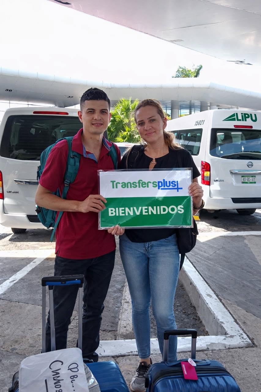 Travelers welcomed at Cancun Airport before boarding private transportation