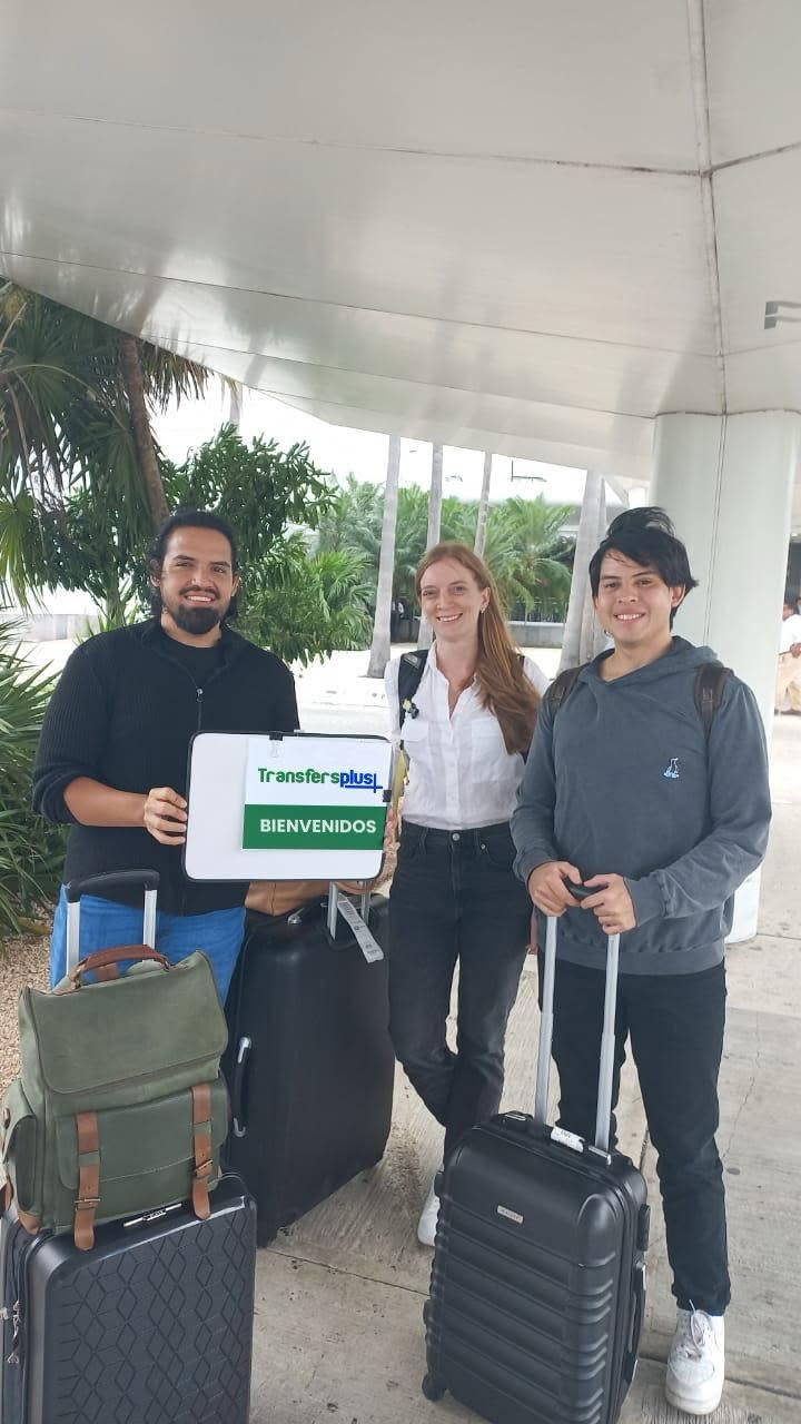 Family at Cancun Airport before their private transfer to Costa Mujeres