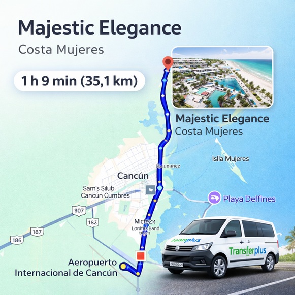 Quanto dista l'aeroporto di Cancun da Majestic Elegance Costa Mujeres?