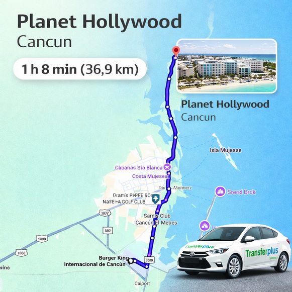 Quanto dista l'aeroporto di Cancun da Planet Hollywood Cancun?